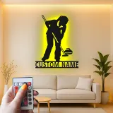 Insegna in metallo con giocatore di curling e luce LED - Regalo sportivo per appassionati di curling - Decorazione per sala giochi
