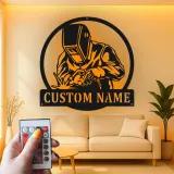 Cartel de metal LED personalizado para soldadores, regalo para mecánicos, decoración de taller