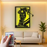 Panneau en métal personnalisé de golfeuse | Décoration murale LED personnalisée | Cadeau pour amoureuse du golf | Décor de salle de sport