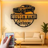 Décoration murale en métal LED personnalisée pour voiture de muscle, cadeau de garage pour passionnés de voitures, décoration de man cave 6