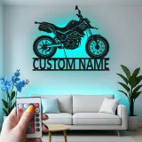 Insegna in metallo personalizzata moto con luce LED regalo per appassionati di motociclette, decorazione per garage o man cave