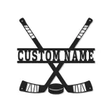Cartel personalizado de hockey con nombre | Decoración mural de metal LED para sala de juegos | Regalo personalizado para jugador de hockey | Decoración para cueva del hombre