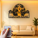 Cartel de metal LED personalizado de Cocker Spaniel - Regalo para amantes de los perros - Decoración para el salón