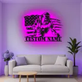 Insegna in metallo LED personalizzata con bandiera americana per saldatori, regalo personale per saldatori, decorazione per garage o laboratorio
