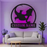 Cartel de metal personalizado con luz LED de dragón barbudo Regalo para amantes de reptiles Decoración de dormitorio o salón 2