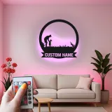 Arte da parete LED in metallo da golf personalizzata | Insegna personalizzata padre e figlio | Regalo per papà golfista | Decorazione man cave e home bar