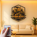 Insegna in metallo LED personalizzata a forma di trattore - Regalo per agricoltori, decorazione rustica per fattoria 2