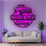Insegna in metallo LED personalizzata per garage di camion, regalo per appassionati di auto, decorazione per man cave o garage