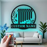 Personalisierte Panflöte Metallschild | Individuelle LED Musikzimmer Dekoration | Musiker Namensschild | Studio Wandkunst Geschenk