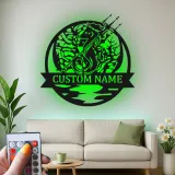 Panneau LED Personnalisé Hippocampe avec Trident | Art Murale en Métal pour Maison de Plage | Décor Nautique Personnalisé