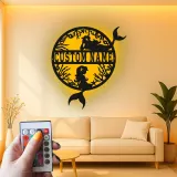 Personalisierte Meerjungfrau LED-Schild | Benutzerdefinierte Metall-Wandkunst | Ozean-Fantasie Kinderzimmerdekoration | Geschenk für Mädchenzimmer