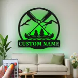 Décoration murale en métal personnalisée Aventure en Canoë avec rétroéclairage pour les passionnés d'extérieur