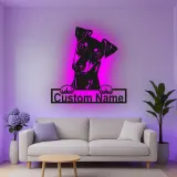 Cartel de metal LED personalizado para perros, regalo para amantes de mascotas, decoración para salones de padres de perros