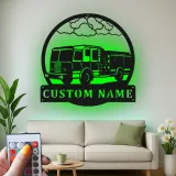 Personalized Fire Truck LED Sign | Custom Firefighter Gift | Metal Wall Art for Fire Station Decor