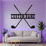 Personalisierte Golfclubs LED-Schild | Metall-Namenskunst für die Wand