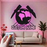 Custom Geology LED Metal Wall Art | Personalized Geologist Gift Sign | Earth & Rock Hammer Decor for Study Room & Office