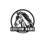 Cartel LED personalizado para rancho con caballo | Decoración mural de metal personalizada | Regalo ecuestre para amantes de los caballos | Decoración para la entrada del establo