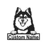 Décoration murale en métal personnalisée avec éclairage LED pour amoureux des chiens - Lapphund finlandais