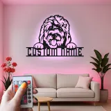 Cartel de metal LED personalizado de perro, regalo para amantes de las mascotas, decoración para salón o entrada 4