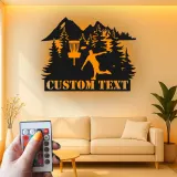 Cartel de metal personalizado con jugador de golf de disco, regalo iluminado LED