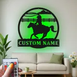 Custom Cowboy Rodeo Led Light Metal Wall Art Personalized Western Gift for Him Ranch Living Room Decor