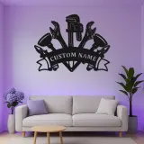 Panneau Métallique Outils de Plombier Personnalisé | Art Murale LED Personnalisée pour Atelier & Bureau | Cadeau pour Professionnel de la Plomberie