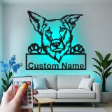 Cartel de metal LED personalizado de Pastor Alemán, regalo para amantes de los perros, decoración para la sala de estar