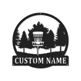 Insegna in metallo personalizzata con LED a forma di cestino per disc golf - Regalo per appassionati di disc golf - Decorazione per sala giochi 3