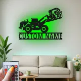 Cartel de metal LED personalizado de excavadora para entusiastas de la construcción, regalo para decoración de garaje o habitación infantil