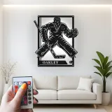 Personalized Hockey Goalie Metal Sign | LED Light Wall Art | Custom Name Decor for Game Room | Gift for Hockey Player