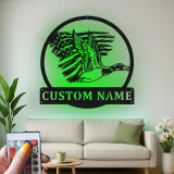 Cartel de metal LED personalizado de pato y bandera americana regalo para cazadores decoración de cabaña rústica
