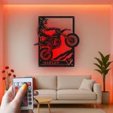 Décoration murale en métal personnalisée pour motocross avec rétroéclairage LED - Cadeau pour lui, décoration de garage ou de man cave