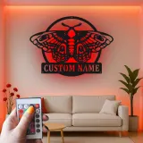 Luna Moth LED Metal Wall Art | Personalized Butterfly Sign | Custom Nature Decor for Boho & Biophilic Interiors | Garden Lover Gift
