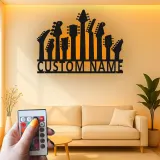 Panneau métallique personnalisé guitare avec LED | Décoration murale musicale sur mesure | Décoration murale en métal pour guitariste | Cadeau musicien