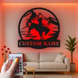 Arte murale in metallo Rodeo Cowboy | Insegna personalizzata con LED | Decorazioni rustiche western per ranch e casa