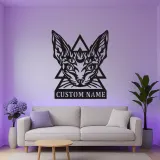 Art Mural en Métal LED de Chat Sphynx | Décor Gothique Personnalisé pour la Maison | Cadeau Personnalisé pour Amateurs de Chats Sorciers pour Salons et Studios