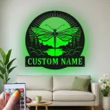 Cartel de metal personalizado con luz LED de libélula Regalo para amantes de la naturaleza Decoración para dormitorio o salón 3