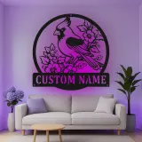 Custom Cardinal Bird Led Light Metal Wall Art Personalized Nature Lover Gift Living Room or Garden Decor 2