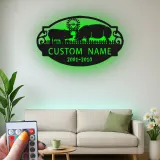 Custom Pig Family LED Sign | Personalized Metal Wall Art | Rustic Farmhouse Decor for Barn & Home | Farmer Gift