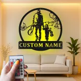 Insegna Personalizzata per Chitarra | Arte in Metallo LED per Padre e Figlio | Decorazione per Stanza Musicale | Regalo per Musicista per Papà