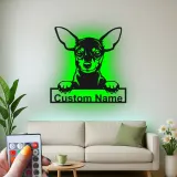 Décoration murale en métal personnalisée Chihuahua avec Rétroéclairage - Cadeau pour Amateurs de Chiens - Décor de Salon