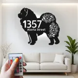 Insegna in metallo LED personalizzata Chow Chow, regalo per amanti dei cani, decorazione per indirizzo esterno