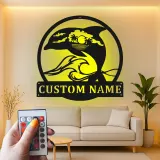 Cartel de metal LED personalizado de delfín al atardecer, regalo para amantes de la playa, decoración temática oceánica para el salón