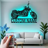 Custom Cruiser Motorcycle LED Metal Sign | Laser Cut Steel Garage Decor | Personalized Biker Gift | Lighted Wall Art