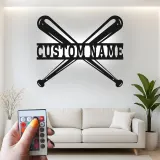 Insegna in metallo personalizzata con luce LED per mazze da baseball, regalo sportivo personalizzato per fan del baseball, decorazione per sala giochi