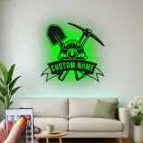 Personalisierte LED Metall-Wandkunst für Bergleute – Geschenk für Garage oder Werkstatt