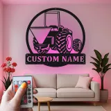 Insegna in metallo LED personalizzata per trattori - Regalo per agricoltori, decorazione per fattoria