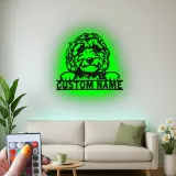 Personalisierte Labradoodle LED-Licht Metall-Wandkunst für Hundeliebhaber