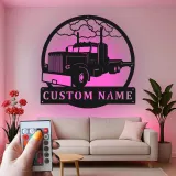 Insegna LED per Camion Semirimorchio Personalizzata | Arte in Metallo per Big Rig | Decorazione per Garage e Man Cave