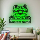Décoration murale en métal LED personnalisée pour Yorkie - Cadeau pour maman chien - Décor pour salon